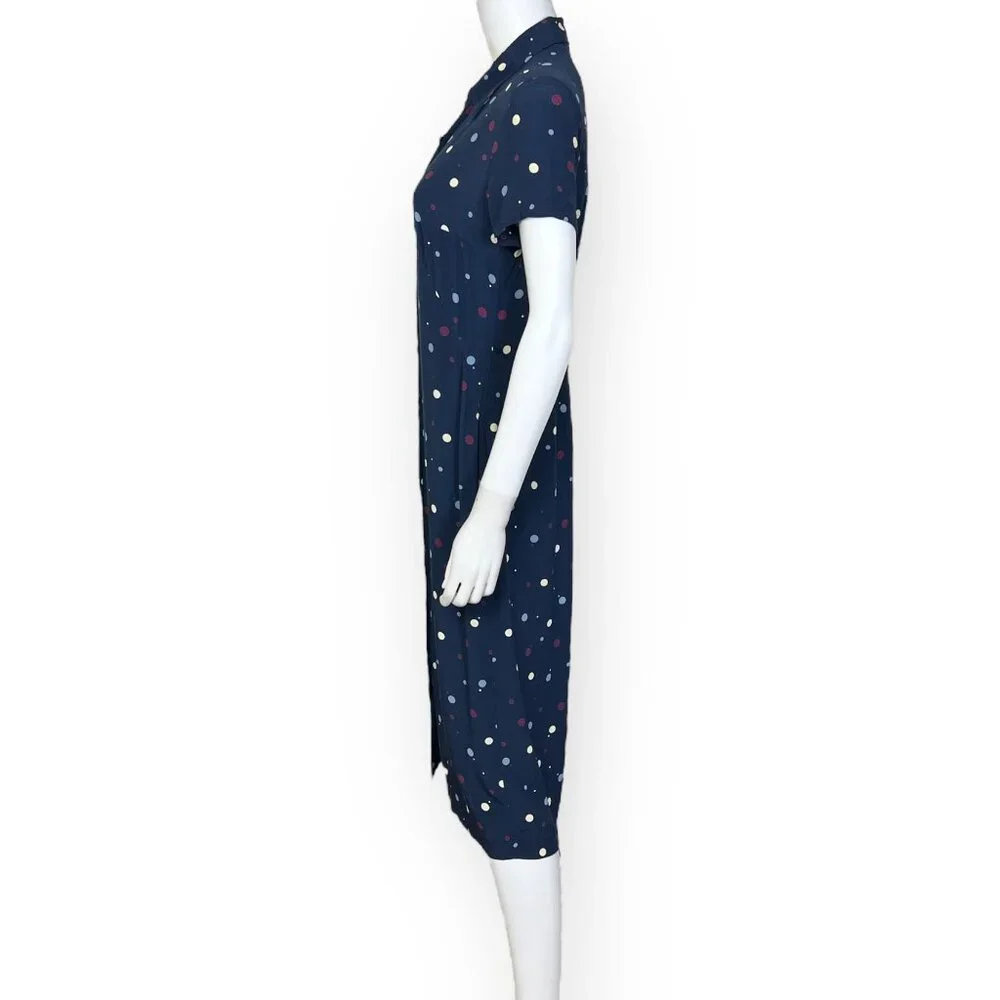 Eddie Bauer Dot Print Midi Shirt Dress - sz Small Petite